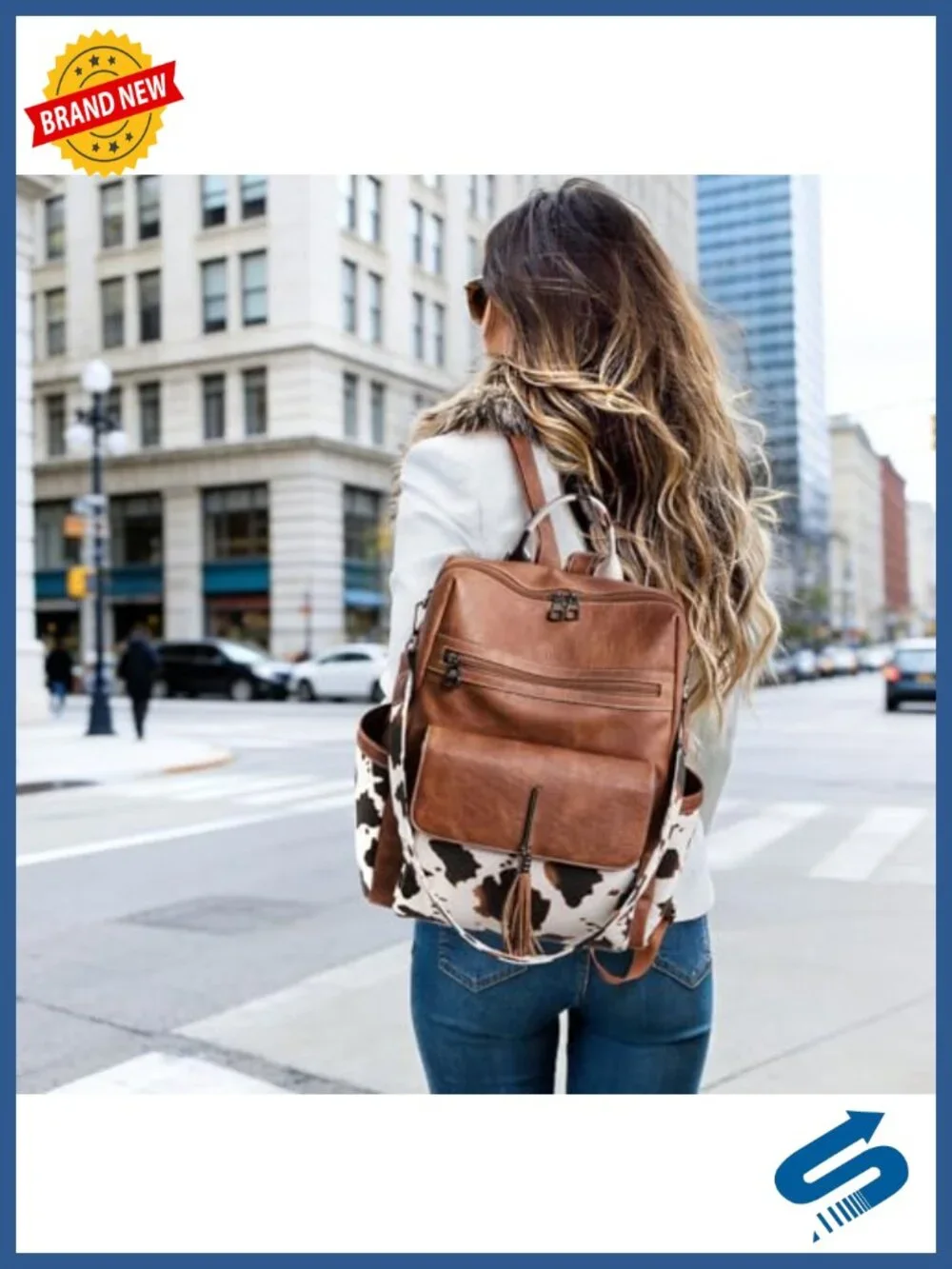 PU Leather Women's Tassel Backpack Purse with Laptop Compartment, 3 Ways to